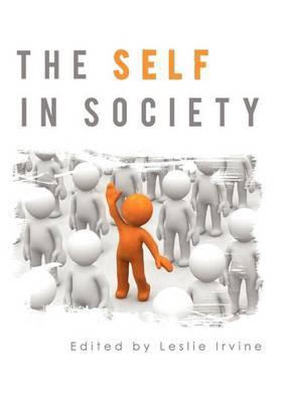 La couverture du livre 'The Self in Society', avec une petite figurine orange se démarquant d'une foule de figurines grises.