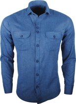 Ferlucci - Heren overhemd - Lecce - Flausch Flanel - Stretch - Blauw