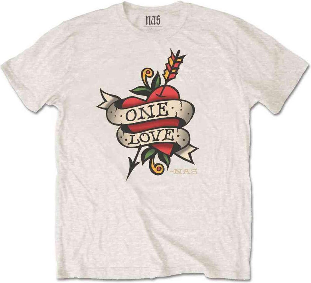 Nas - Love Tattoo Heren T-shirt - M - Creme