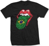 The Rolling Stones Heren Tshirt -L- Brazil Tongue Zwart