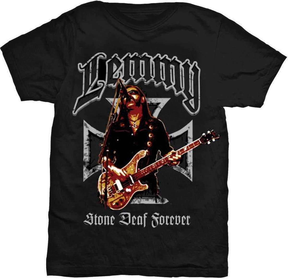 Lemmy Kilmister Iron Cross Stone Deaf Forever Heren Tshirt XL