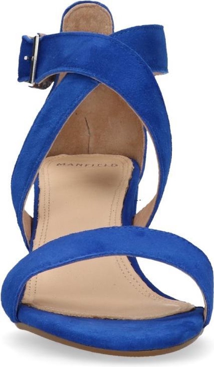 Manfield - Dames - Blauwe sandalen met hak - Maat 36 | bol