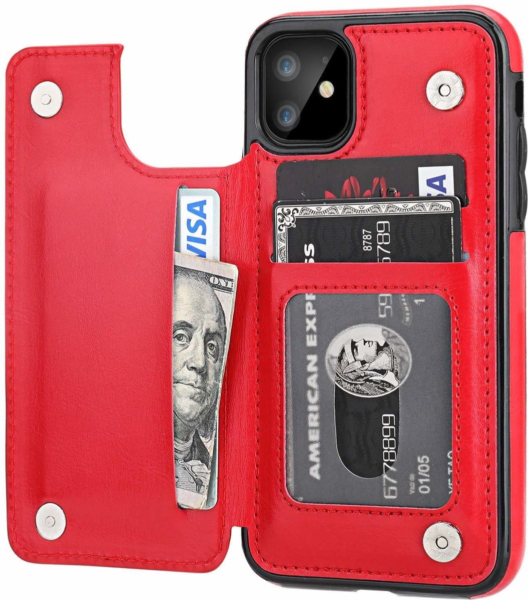 geschikt voor Apple iPhone 11 wallet case rood