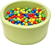Ballenbak - stevige ballenbad -90 x 40 cm lichtgroen - 400 ballen Ø 7 cm - geel, groen, rood en blauw