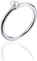Jewels Inc. - Ring - Met parel - 4mm Breed - Maat 60 - Gerhodineerd Zilver 925