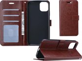 Hoes voor iPhone 11 Pro Hoesje Wallet Bookcase Flip Hoes Lederen Look - Bruin