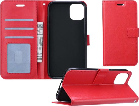 iPhone 11 Hoesje Wallet Case Bookcase Flip Hoes Lederen Look - Rood