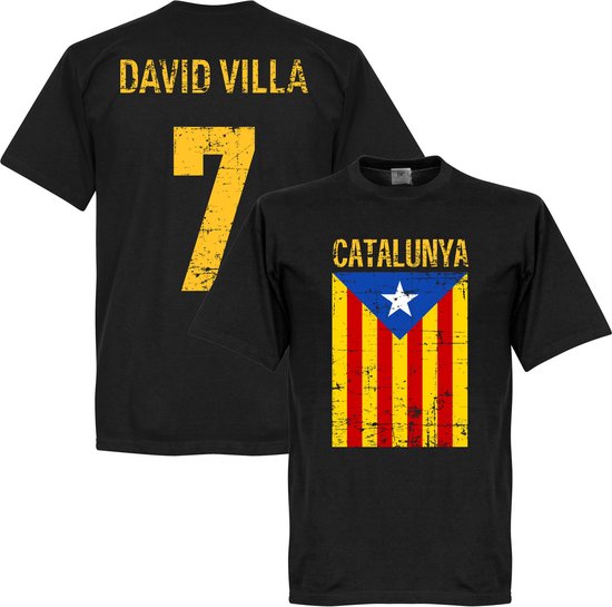 T-Shirt Catalonia David Villa - Zwart - L