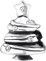 kerstboom met 9 zirkonia bead | Zilverana | Bedel | geschikt voor Biagi , Pandora , Trollbeads armband | 925 zilver