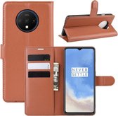 Book Case - Geschikt voor OnePlus 7T Hoesje - Bruin