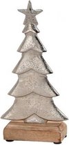 Kerstboom decoratie aluminium 24 cm - Kerst versiering/decoratie - Kerstboom beeldje zilver