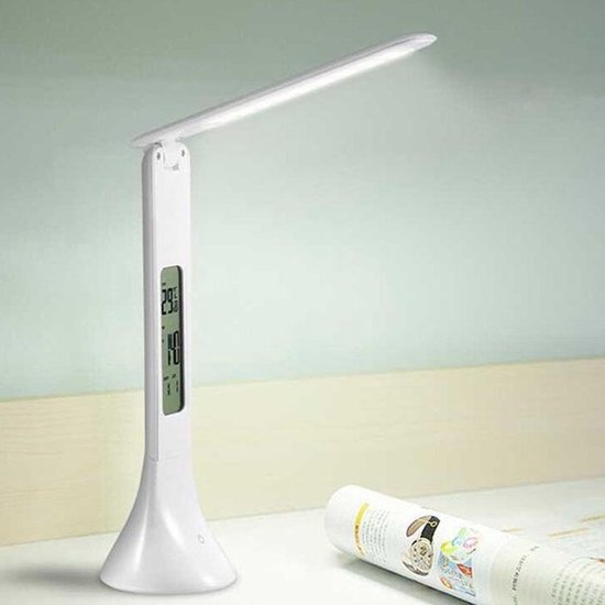 3.5 w opvouwbare dimbare kalender temperatuur alarm klok LED tafel lamp nacht... bol.com