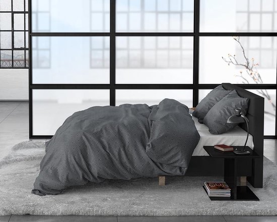 Sleeptime Flanel Jason - Dekbedovertrekset - Lits-Jumeaux - 240x200/220 + 2 kussenslopen 60x70 - Antraciet