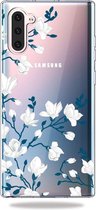 Samsung Galaxy Note 10 - hoes, cover, case - Bloemen - Blauw wit