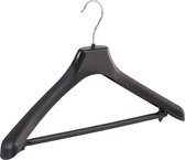 De Kledinghanger Gigant - 10 x Mantel / kostuumhanger kunststof zwart met schouderverbreding en anti-slip broeklat, 45 cm