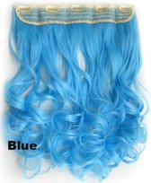 Clip in hairextensions 1 baan wavy blauw - Blue