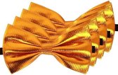4x Gouden verkleed vlinderstrikjes 14 cm voor dames/heren - Goud thema verkleedaccessoires/feestartikelen - Vlinderstrikken/vlinderdassen met elastieken sluiting