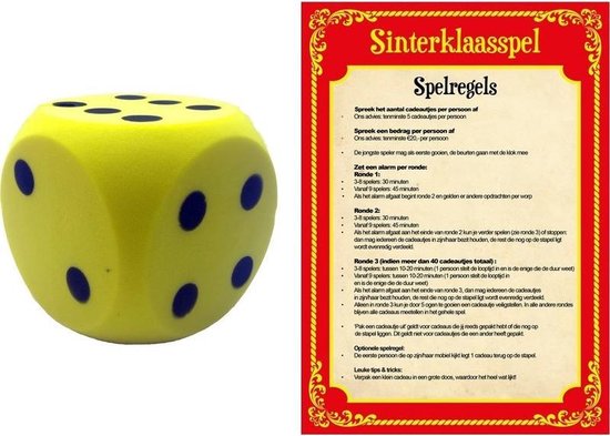 Monografie Onrecht frequentie Sinterklaas spel met gele dobbelsteen - Pakjesavond Sinterklaasspel -  dobbelstenen set... | bol.com