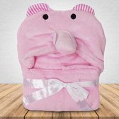 Couverture bébé éléphant rose - Couverture wrap & Serviette à capuche - 100 x 70 cm - Cadeau de maternité - Capes confortables