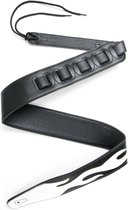 Fame Strap Garment Leather Black White Flame - Gitaarband