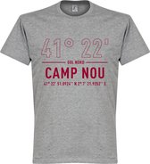 Barcelona Camp Nou Coördinaten T-Shirt - Grijs - XL
