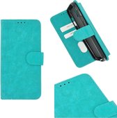iPhone 11 Hoes Pearlycase Cover Wallet Book Case Turquoise + Screenprotector Tempered Gehard Glas