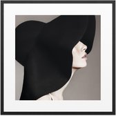 Hedendaags bol.com | Vrouw met zwarte hoed - Schilderij 53 x 53 cm IM-92