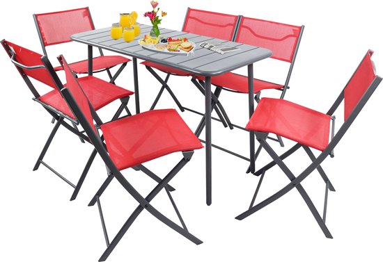 VCM VCM 7-delige bistroset eettafel tuinset balkonset stoel opvouwbare tafel tuin camping Sumila VCM 7-delige bistroset eettafel tuinset balkonset stoel opvouwbare tafel tuin camping Sumila