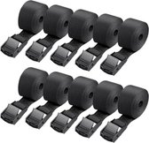 10 stuks spanbanden, 1 m zinklegering, kliksluiting, spanband, verstelbare bevestigingsriem met klemsluiting, sjorriem 1 m voor fiets, motorfiets, bagagepakketten, camping