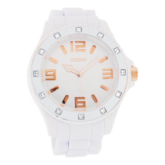 OOZOO Timepieces - Witte horloge met witte rubber band - C4337