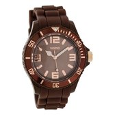 OOZOO Timepieces - Donker bruine horloge met donker bruine rubber band - C5059