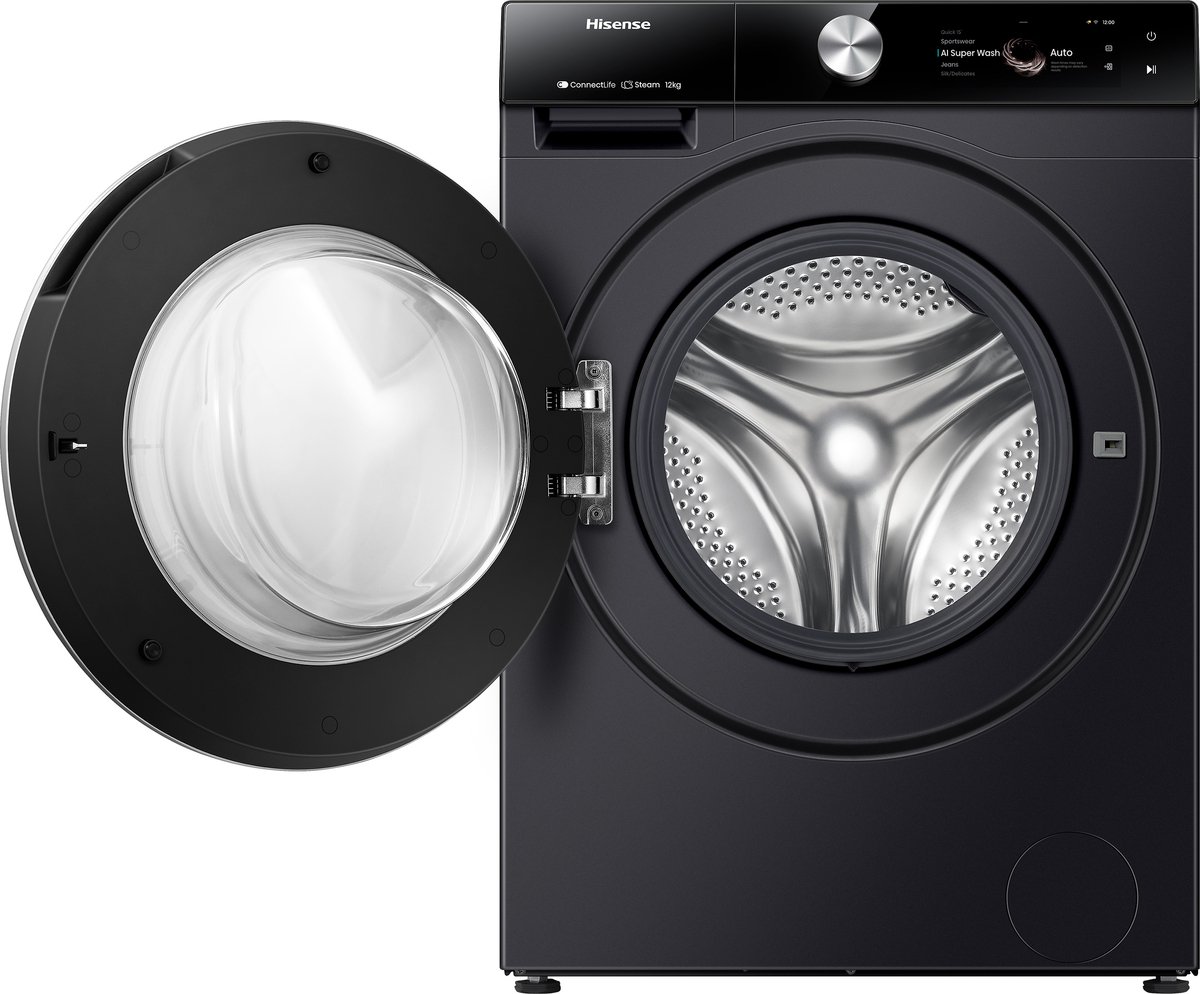 Hisense 7S Serie WF7S1247BB - Wasmachine met Energielabel A -20% - 12kg - TFT display - Auto dosing - 70dB (A) - Steam Wash -1400 toeren - Power Wash 49' - Connectlife — afbeelding 5