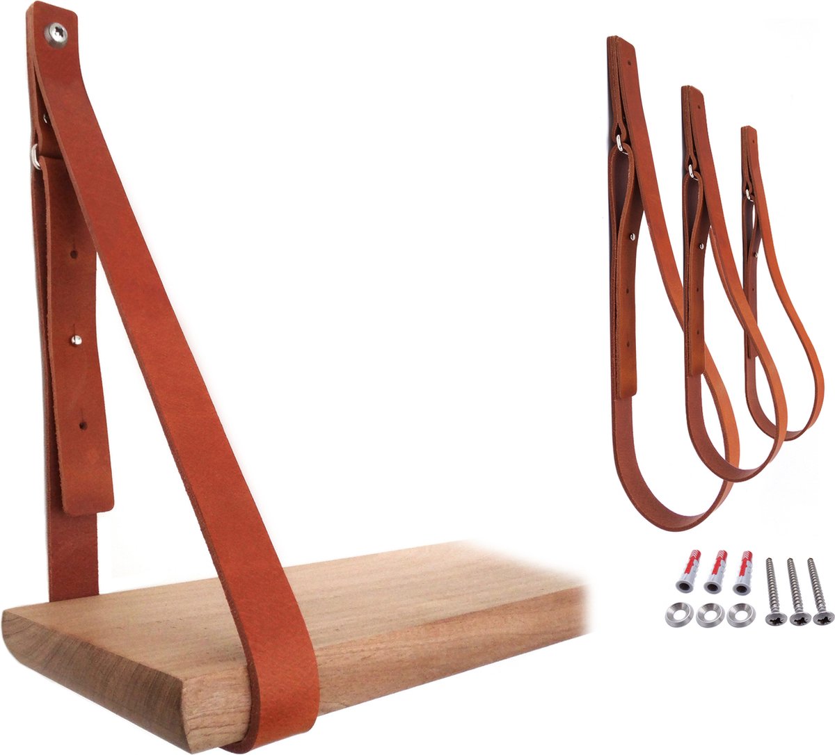 NOOBLU SHELV plankdragers - set van 3 - Cognac