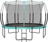 Rootz 12ft Zeeblauwe Trampoline - Uitsmijter voor buiten - Springmat - Veiligheidsnet - Gegalvaniseerd stalen frame - Glasvezelpalen - 366 cm x 270 cm x 90 cm
