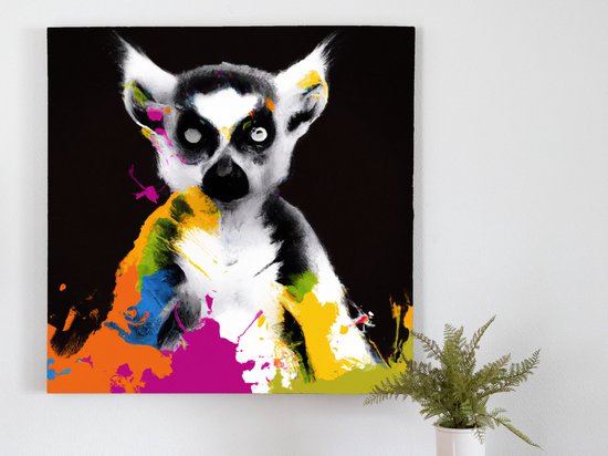 Kleur lemur in de nacht | Kleur lemur in de nacht | Kunst - 75x75 centimeter op Forex | Foto op Forex