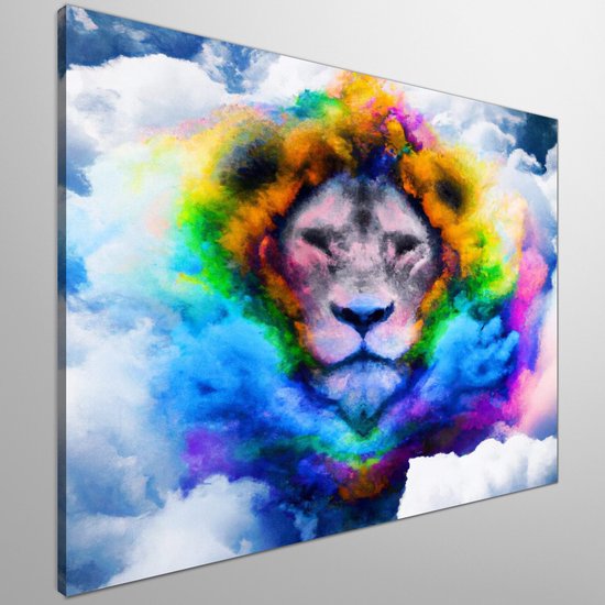 Cloudy with a chance of lions | Cloudy with a chance of Lions | Kunst - 80x80 centimeter op Dibond | Foto op Dibond
