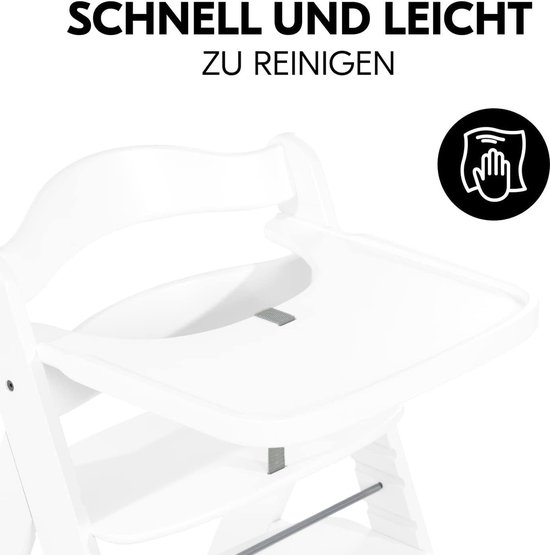 Houten Tray kinderstoel Alpha+ van FSC®-gecertificeerd beukenhout - lunchdienblad met verhoogde rand - onderhoudsvriendelijk wit van Houten — afbeelding 3