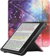 Hoes Geschikt voor Kobo Libra Colour Hoesje Bookcase Cover Book Case Hoes Sleepcover Trifold - Galaxy