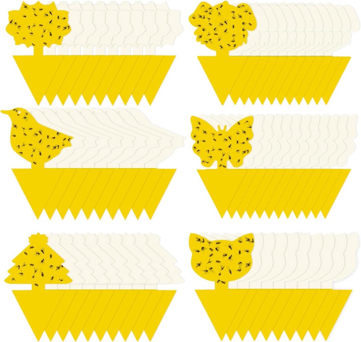 Gele stickers rouwmuggen bestrijden - kleverige vangers voor planten - binnen- en buiteninsecten vliegencontrole - waterdicht en niet giftig - 60 stuks