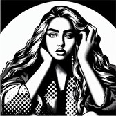 Pop art zwart wit schilderij | Monochrome meesterwerk: een hedendaagse ode aan pop art-esthetiek | Kunst - 30x30 centimeter op Canvas | Foto op Canvas