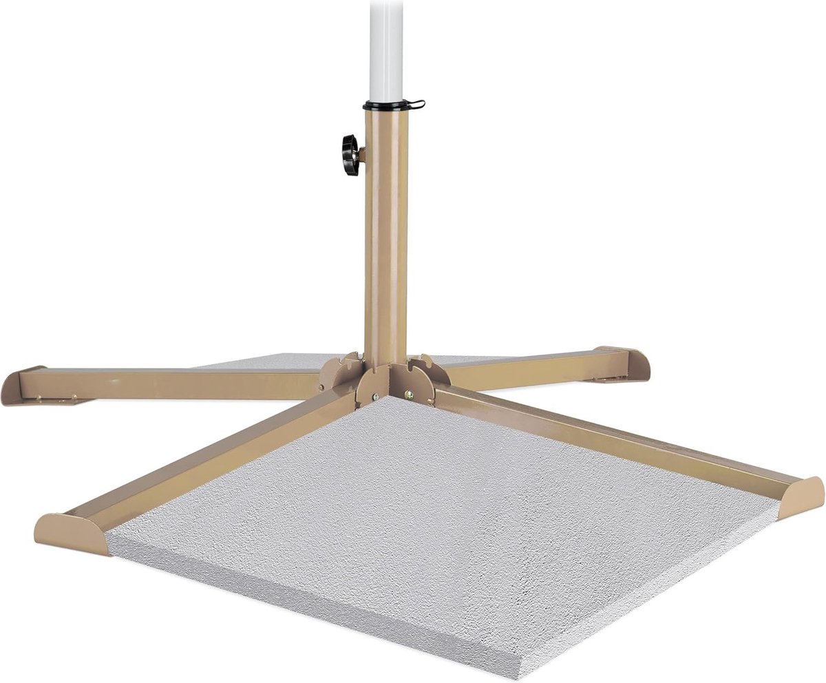 Parasolvoet voor tegels van 40x40 cm inklapbare kruisvoet voor parasolstokken van 25-35 mm bruin met hoge stabiliteit