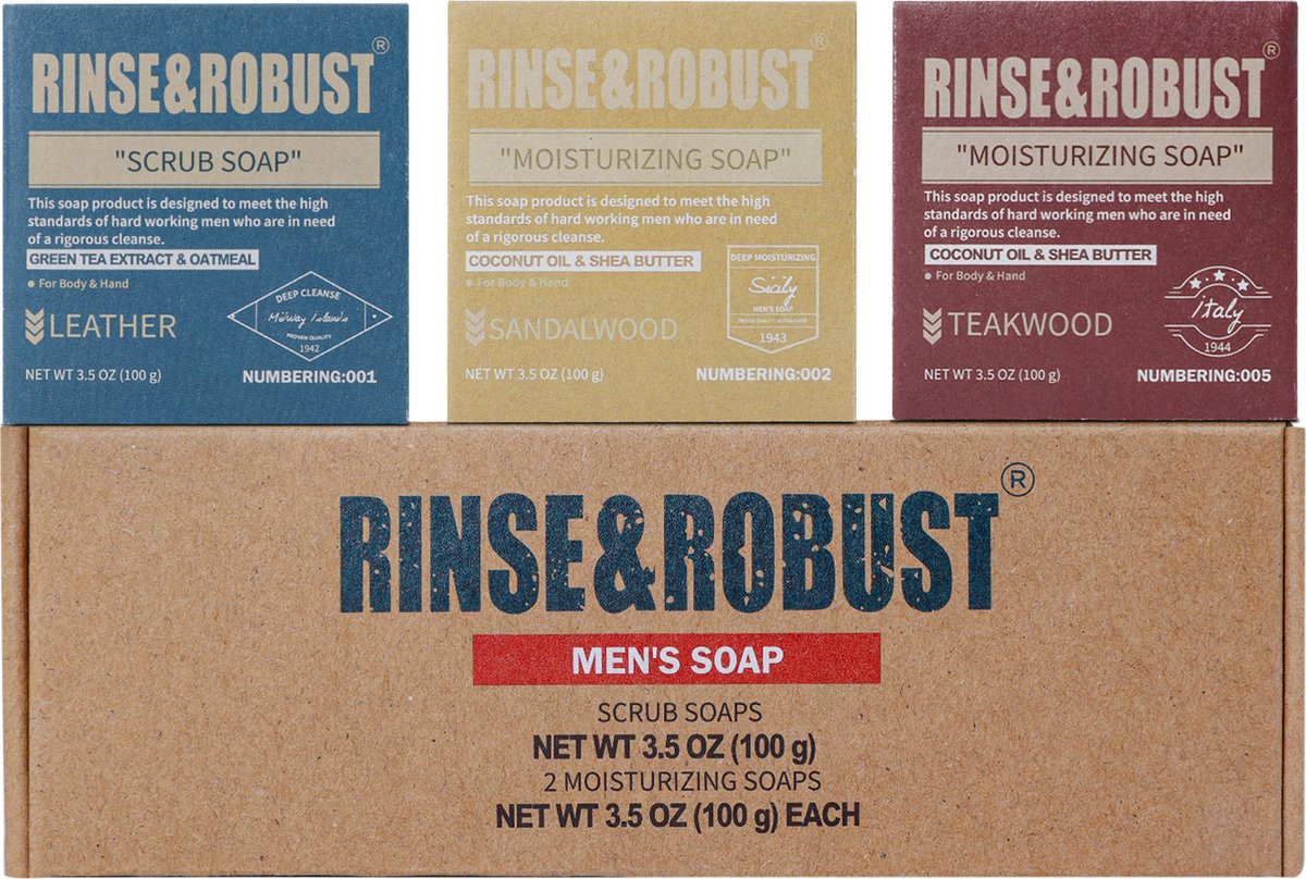 Goedkoopste Rinse & Robust - Gentlemen Pack - Stoere Wellness Kerst Verwenpakket in kraft verpakking - Cadeau voor Man Verjaardag - Giftset Heren - Wellness Bath rituals - Geschenkset Mannen, vader, vriend, papa, broer