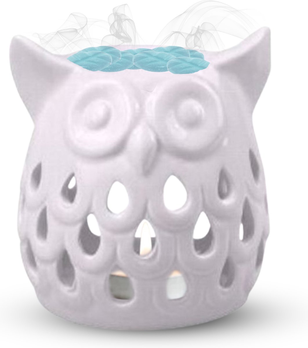 Scentchips® Owl Cut Out - Waxbrander - Geurbrander - Oliebrander - Wax Melts Brander - Aromabrander - Ook Geschikt Voor Essentiële Oliën - Geurolie - Waxmelts - Petrol