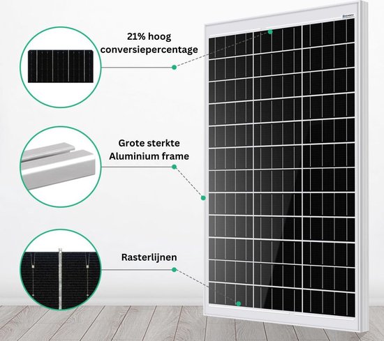 Zonnepanelen - Compleet Pakket - Zonnepaneel Plat Dak - 120W - Zwart met Wit van Revolt Panelen — afbeelding 2