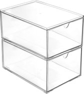 Dezzer Kosmetik Organizer Schubladen,2 Stück Acryl stapelbar Organizer