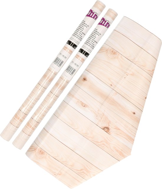 Livelynine 40 cm x 5 m kleeffolie houtlook meubelfolie hout wit PVC kastfolie zelfklevende folie werkblad keuken houtfolie voor meubels tafel kast trap keuken werkbladen vloerbedekking