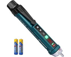 Spanningszoeker - Spanningsdetector voor Elektrische Stroom - Digitale Spanningstester - AC Stroomptester - Doorgangstester - Akoestische Zoemer en Lichtindicator - 12-1000V - 9 Gevoeligheidsniveaus - HANMATEK AC1
