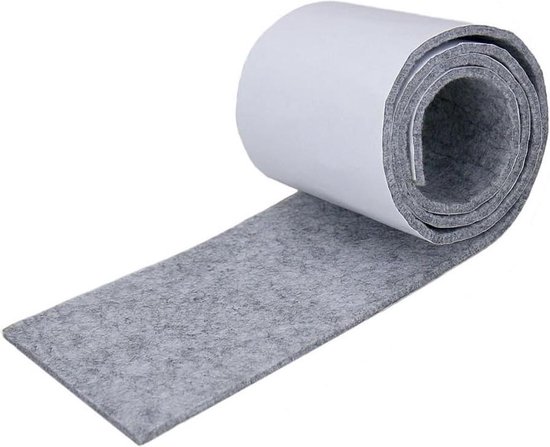 Viltglijders grijs 100 cm x 10 cm - Zelfklevend viltband - Op maat te