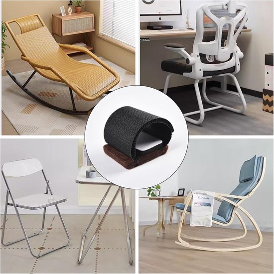 36 stuks vloerbeschermers voor stoelen met sluiting, viltglijders, zelfklevend, voor parket, geschikt voor sledestoelen, meubels, vilten glijders, schommelstoel, antislip