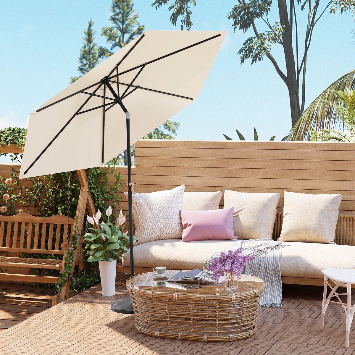 Néos® Parasol - Hexagonaal - Tuin - 270cm - Blauw - Waterdicht